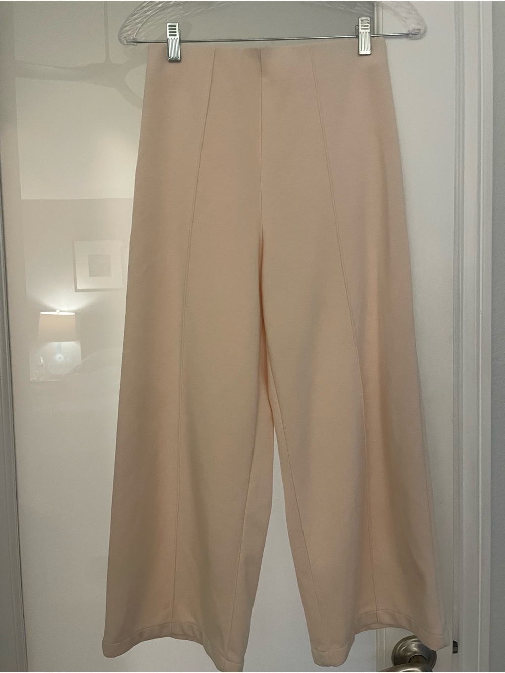 United Colors of Benetton Cropped Soft Knit Wide Leg Pants Pin Tuck Seam Size S